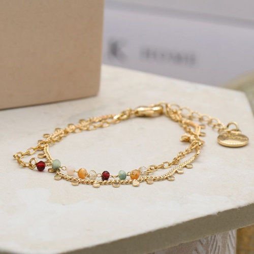 Golden, Double Strand Mix Coloured Bead Bracelet by Peace of Mind